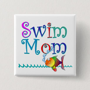 Swim mama vierkante button 5,1 cm
