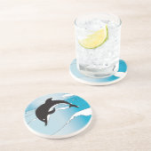 Swim met dolfijnen zandsteen onderzetter (Zijkant)