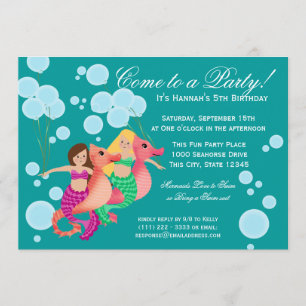 Swim Party of Mermaids and Balloons Kaart