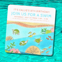 Swim Party Zee Turtles Summer Birthday