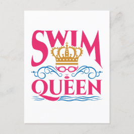 Swim Queen Swimming Swimmer Women Girls Briefkaart