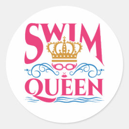 Swim Queen Swimming Swimmer Women Girls Ronde Sticker