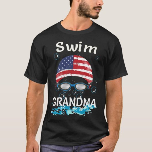 Swim Swimmer Funny Swimming Grandma Goggles Cap ho T-shirt (Voorkant)