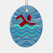 SWIM Swimmer Love Heart Pink Red Pool FUN Keramisch Ornament (Rechts)