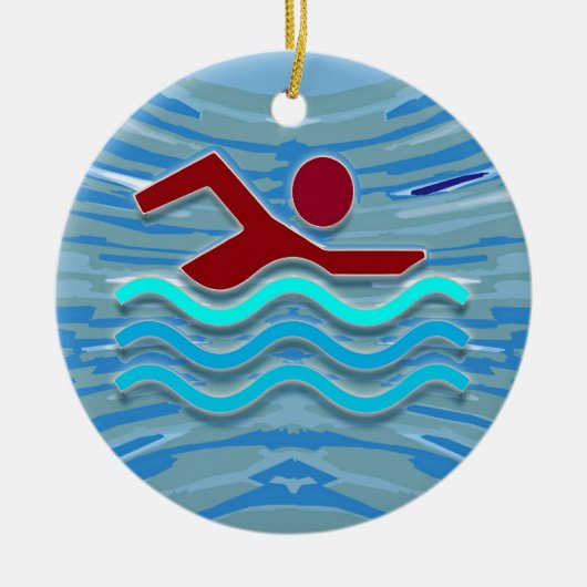 SWIM Swimmer Love Heart Pink Red Pool FUN Keramisch Ornament (Voorkant)