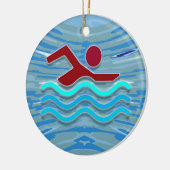 SWIM Swimmer Love Heart Pink Red Pool FUN Keramisch Ornament (Links)
