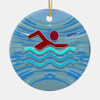 SWIM Swimmer Love Heart Pink Red Pool NVN695 FUN Keramisch Ornament