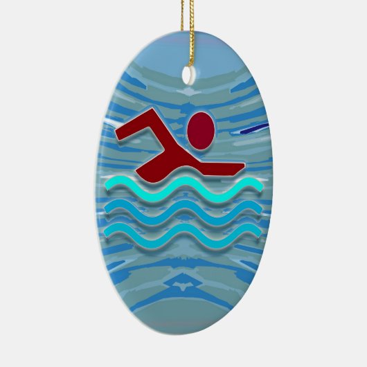 SWIM Swimmer Love Heart Pink Red Pool NVN695 FUN Keramisch Ornament (Rechts)