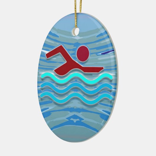 SWIM Swimmer Love Heart Pink Red Pool NVN695 FUN Keramisch Ornament (Links)