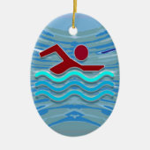 SWIM Swimmer Love Heart Pink Red Pool NVN695 FUN Keramisch Ornament (Voorkant)