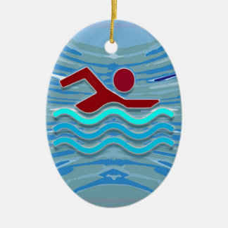 SWIM Swimmer Love Heart Pink Red Pool NVN695 FUN Keramisch Ornament