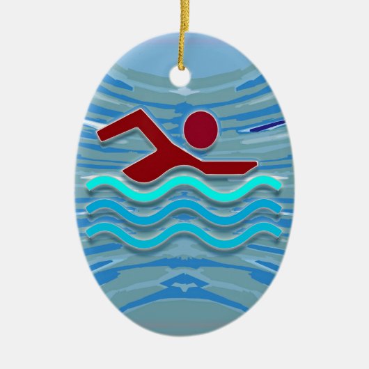 SWIM Swimmer Love Heart Pink Red Pool NVN695 FUN Keramisch Ornament (Voorkant)