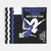 Swim Team - Blauw en Zwart Fleece Deken (Voorkant (Horizontaal))