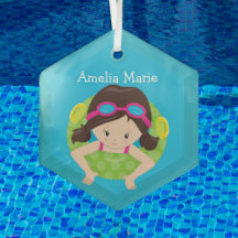 Swim Team Brunette Girl Cute Custom Kerstmis