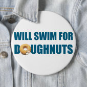 Swim team gift, grappige, zwemende donuts ronde button 6,0 cm (In situ)
