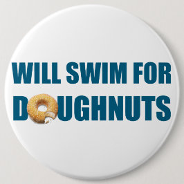 Swim team gift, grappige, zwemende donuts ronde button 6,0 cm