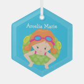 Swim Team Redhead Girl Cute Personalized Swimmer Glas Ornament (Voorkant)