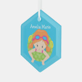 Swim Team Redhead Girl Cute Personalized Swimmer Glas Ornament (Voorkant links)