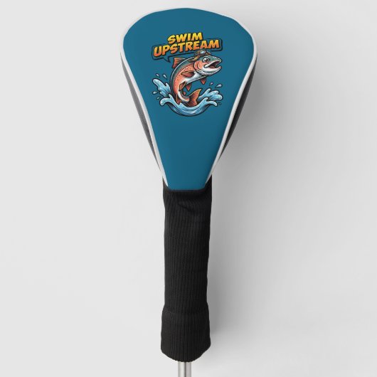 Swim Upstream Salmon Motivational Golfheadcover (Voorkant)