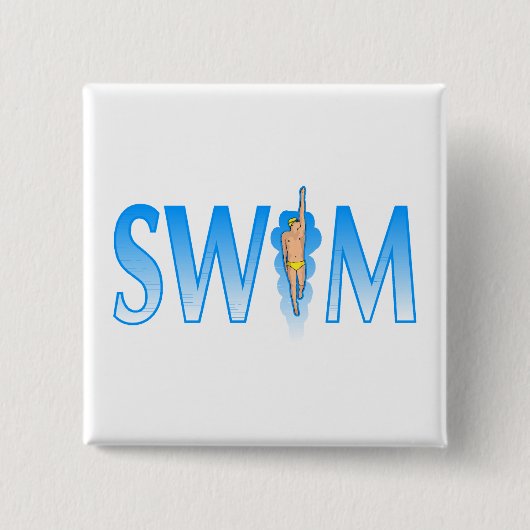 Swim Vierkante Button 5,1 Cm (Voorkant)