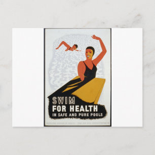 Swim voor de gezondheid in veilige en zuivere pool briefkaart