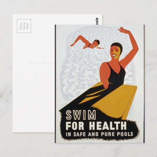 Swim voor de gezondheid in veilige en zuivere pool briefkaart (Voorkant / Achterkant)