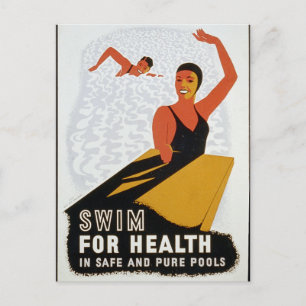 Swim voor de gezondheid in veilige en zuivere pool briefkaart