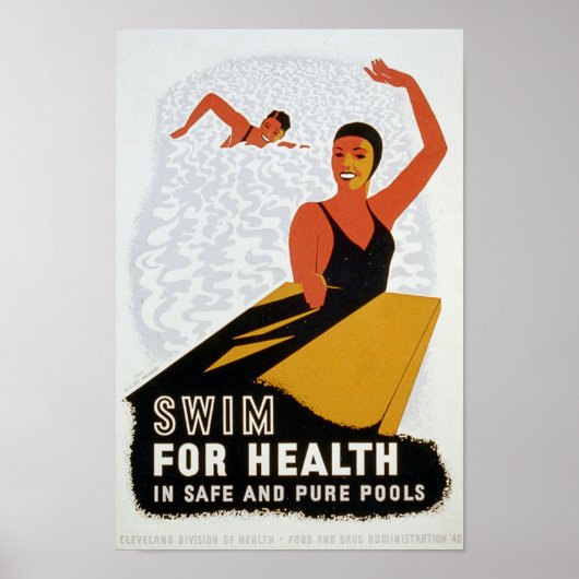 Swim voor de gezondheid in veilige en zuivere pool poster (Voorkant)