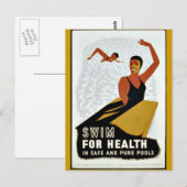 Swim voor Gezondheid - het  poster van WPA Briefkaart (Voorkant / Achterkant)