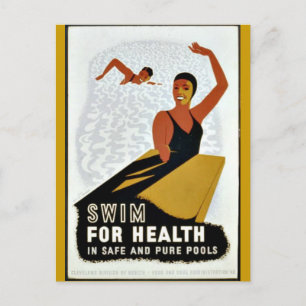 Swim voor Gezondheid - het  poster van WPA Briefkaart