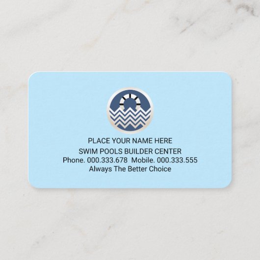 Swim Water Surface Pools Guard Visitekaartje (Achterkant)