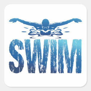 Swim -  zwemmer vierkante sticker