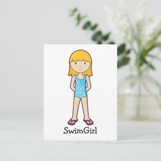 SwimGirl Briefkaart (Staand voorkant)