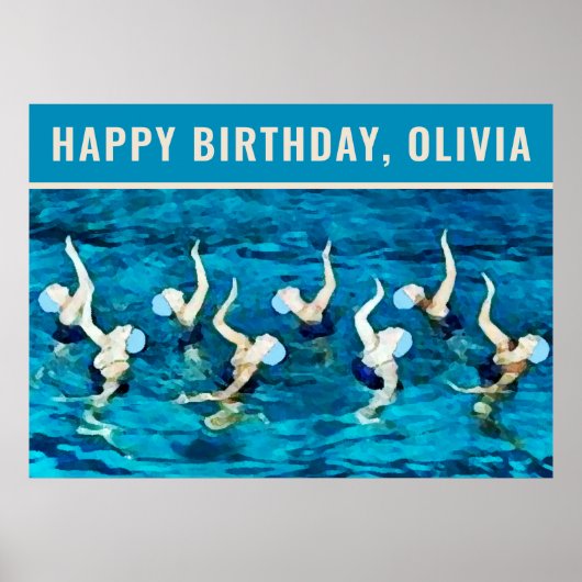 Swimmer Birthday Swimming Party Poster (Voorkant)