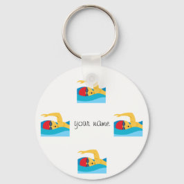 Swimmer Emoji en '' Jouw naam here " Sleutelhanger
