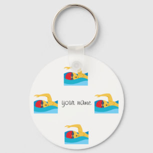 Swimmer Emoji en '' Jouw naam here " Sleutelhanger