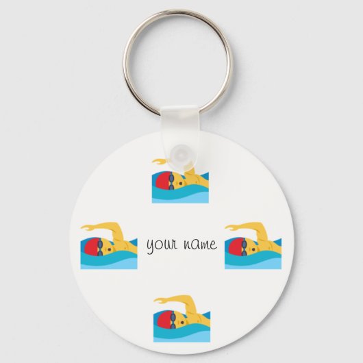 Swimmer Emoji en '' Jouw naam here " Sleutelhanger (Voorkant)