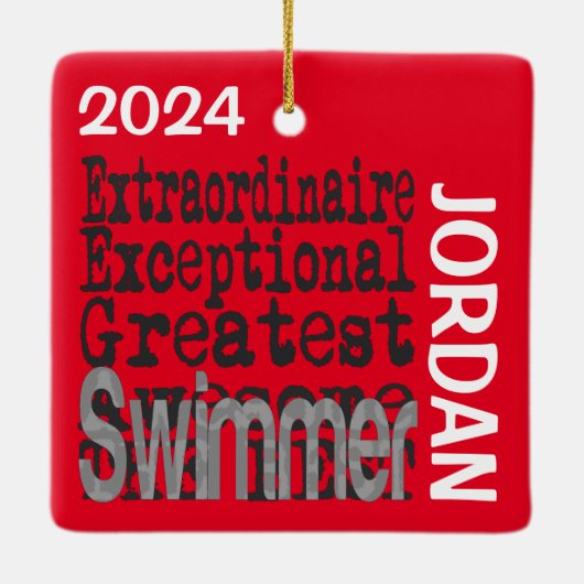 Swimmer Extraordinaire CUSTOM Keramisch Ornament (Achterkant)