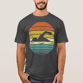 Swimmer Gifts Funny Retro Vintage Sunset Swim T-shirt