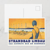 Swimmer Girl in Strandbad Lindau Bodensee, Duitsla Briefkaart (Voorkant / Achterkant)