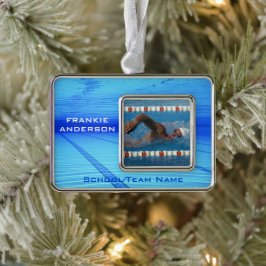 Swimmer Keepomwille Verzilverd Omlijst Ornament