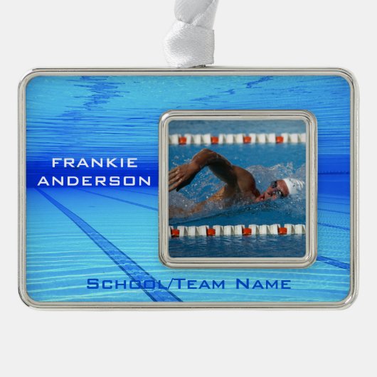 Swimmer Keepomwille Verzilverd Omlijst Ornament (Voorkant)