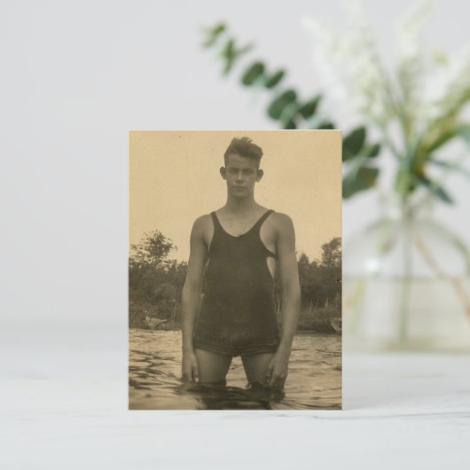 Swimmer Lad Briefkaart (Staand voorkant)