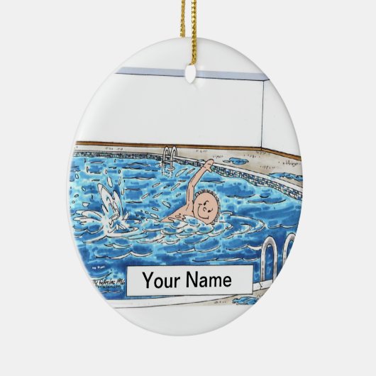 Swimmer Male Keramisch Ornament (Rechts)