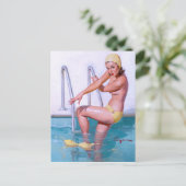 Swimmer omhoog briefkaart (Staand voorkant)