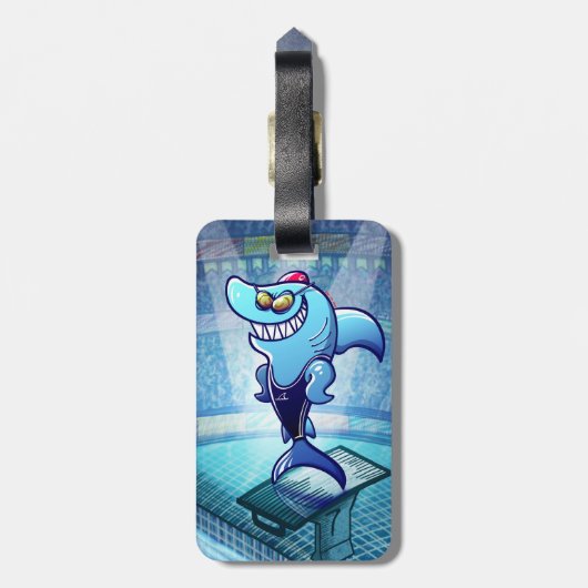 Swimmer Shark Bagagelabel (Achterkant verticaal)