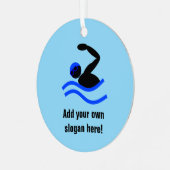 Swimmer Thlek in water met jouw tekst Metalen Ornament (Voorkant links)