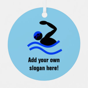 Swimmer Thlek in water met jouw tekst Metalen Ornament