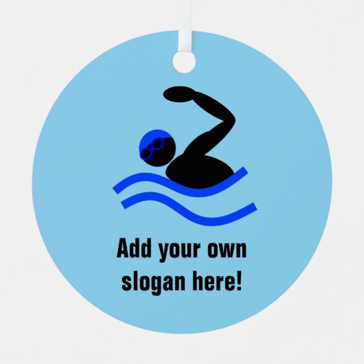 Swimmer Thlek in water met jouw tekst Metalen Ornament (Voorkant)