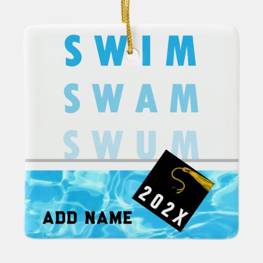 Swimmer's Afstuderen Keepomwille Keramisch Ornament (Voorkant)